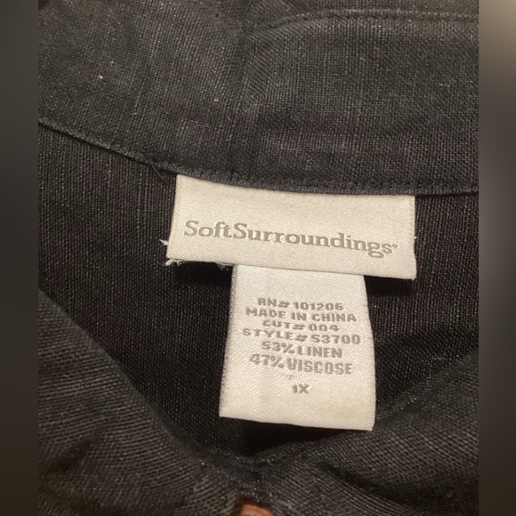 Soft Surroundings Linen Blend Shirt Dress. color Black. Size 1x. - Picture 2 of 5